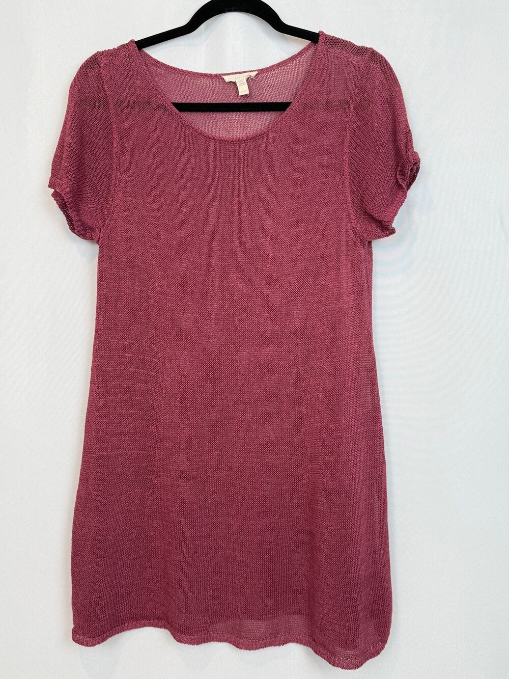 Eileen Fisher Organic Linen Knit Sweater Dress Dusty Rose Size M